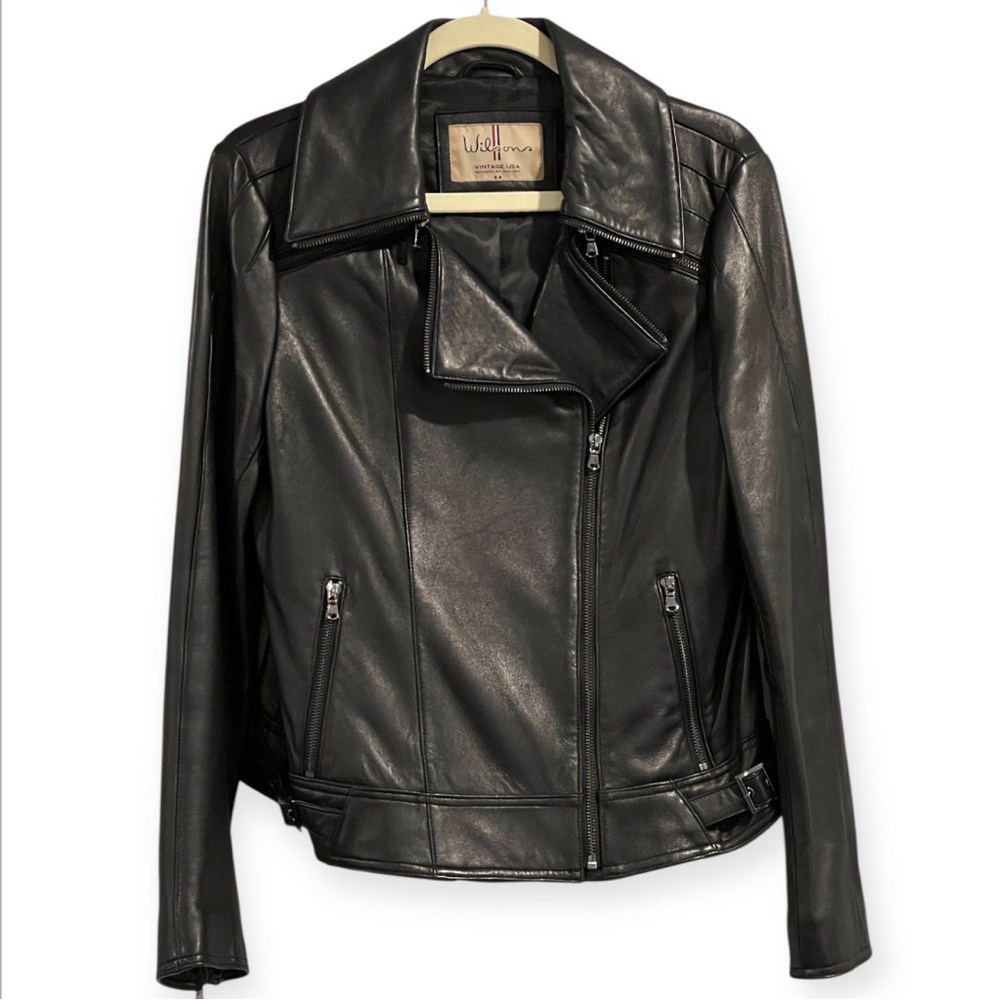 Wilson’s Soft Leather Black Moto Jacket Size M